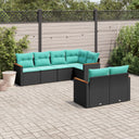vidaXL ensemble de 7 banques de jardin avec coussins en polyrotan noir