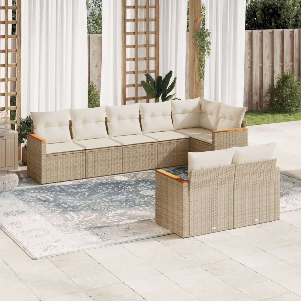 vidaXL 8-delige Loungeset met kussens poly rattan zwart
