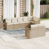 vidaXL 8-delige Loungeset met kussens poly rattan zwart
