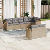 vidaXL 8-delige Loungeset met kussens poly rattan zwart