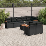 vidaXL 8-delige Loungeset met kussens poly rattan zwart