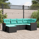 vidaXL ensemble de 6 bancs de jardin avec coussins en polyrotan noir