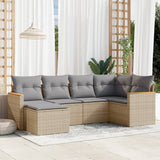 vidaXL 6-delige Loungeset met kussens poly rattan zwart