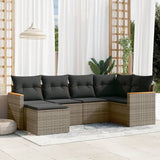 vidaXL 6-delige Loungeset met kussens poly rattan zwart