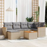 vidaXL 6-delige Loungeset met kussens poly rattan zwart