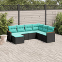 vidaXL ensemble de 7 banques de jardin avec coussins en polyrotan noir