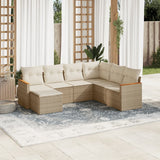vidaXL 7-delige Loungeset met kussens poly rattan zwart