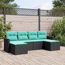 vidaXL ensemble de 6 bancs de jardin avec coussins en polyrotan noir