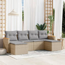 vidaXL 6-delige Loungeset met kussens poly rattan zwart