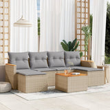 vidaXL 6-delige Loungeset met kussens poly rattan zwart