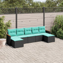 vidaXL ensemble de 7 banques de jardin avec coussins en polyrotan noir