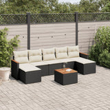 vidaXL 7-delige Loungeset met kussens poly rattan zwart