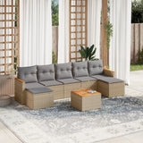 vidaXL 7-delige Loungeset met kussens poly rattan zwart