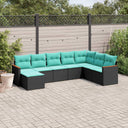 vidaXL 8-delige tuinbankset met kussens, zwart polyrotan