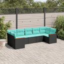 vidaXL ensemble de 7 banques de jardin avec coussins en polyrotan noir