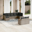 vidaXL 9-delige Loungeset met kussens poly rattan zwart