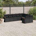 vidaXL 9-delige Loungeset met kussens poly rattan zwart