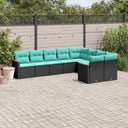 vidaXL ensemble de 9 banques de jardin avec coussins en polyrotan noir