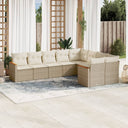 vidaXL 9-delige Loungeset met kussens poly rattan zwart