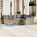 vidaXL 9-delige Loungeset met kussens poly rattan zwart