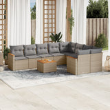 vidaXL 9-delige Loungeset met kussens poly rattan zwart