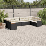 vidaXL Ensemble de salon 10 personnes avec coussins en poly rotin noir