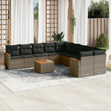 vidaXL 10-delige Loungeset met kussens poly rattan zwart