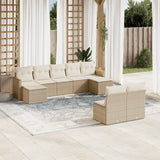 vidaXL 9-delige Loungeset met kussens poly rattan zwart