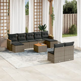 vidaXL 9-delige Loungeset met kussens poly rattan zwart