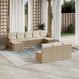 vidaXL 10-delige Loungeset met kussens poly rattan zwart
