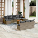 vidaXL 10-delige Loungeset met kussens poly rattan zwart