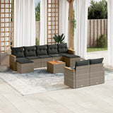 vidaXL 9-delige Loungeset met kussens poly rattan zwart