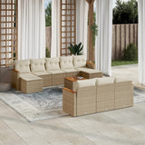 vidaXL 10-delige Loungeset met kussens poly rattan zwart