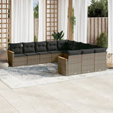 vidaXL 11-delige Loungeset met kussens poly rattan zwart