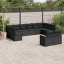 vidaXL 12-delige Loungeset met kussens poly rattan zwart