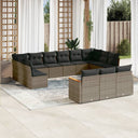 vidaXL 13-delige Loungeset met kussens poly rattan zwart