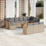 vidaXL 13-delige Loungeset met kussens poly rattan zwart