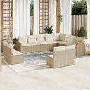vidaXL 12-delige Loungeset met kussens poly rattan zwart