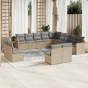 vidaXL 13-delige Loungeset met kussens poly rattan zwart