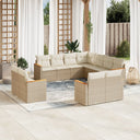 vidaXL 11-delige Loungeset met kussens poly rattan zwart
