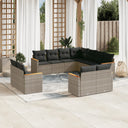 vidaXL 11-delige Loungeset met kussens poly rattan zwart