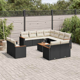 vidaXL 11-Piece Lounge Set with Cushions Poly Rattan Black