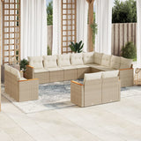 vidaXL 12-delige Loungeset met kussens poly rattan zwart