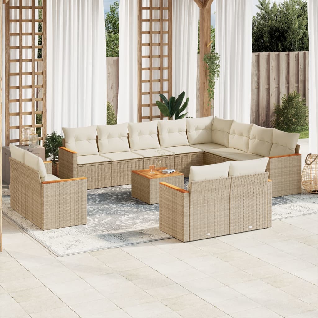 vidaXL 12-delige Loungeset met kussens poly rattan zwart