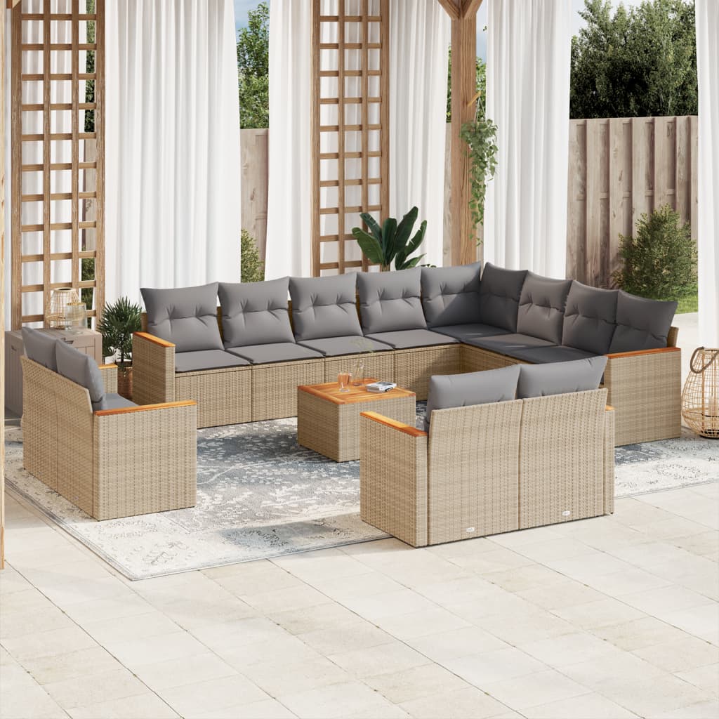 vidaXL 12-delige Loungeset met kussens poly rattan zwart
