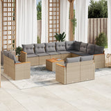 vidaXL 12-delige Loungeset met kussens poly rattan zwart