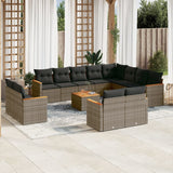 vidaXL 12-delige Loungeset met kussens poly rattan zwart