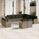 vidaXL 13-delige Loungeset met kussens poly rattan zwart