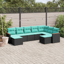 vidaXL ensemble de 9 banques de jardin avec coussins en polyrotan noir