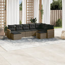 vidaXL 9-delige Loungeset met kussens poly rattan zwart